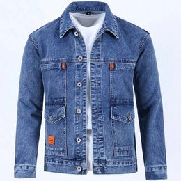 Vestes pour hommes Nettoyage d'entrepôt et détection de fuite Veste en jean pour hommes coupe-vent hiver d'âge moyen et personnes âgées en surpoids tissu en denim ample 231213