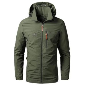 Vestes pour hommes imperméable militaire à capuche veste coupe-vent en plein air Camping sport élastique manteau mâle vêtements mince pardessus 240304