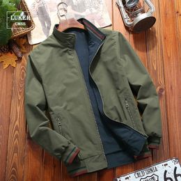 Heren Jassen Windscheper Dubbleed Wear Men Honkbal Piloot Bomber Stand Kraagjas Hip Hop Streetwear Coat Solid Color 230214