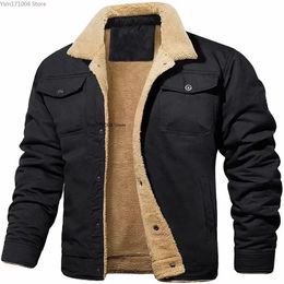 Jaquetas masculinas inverno bombardeiro jaqueta de alta qualidade masculino pelúcia engrossar lã lapela bordado grosso quente carga casacos 3xl 231023