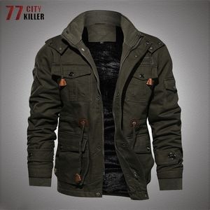 Heren Jassen Winter Fleece Warm Jacket Men Militaire Dikke Casual Haped Wind Breakher Coats Mens Bomber Cargo Parkas Outswear Jaqueta Masculina 220912