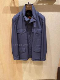 Vestes d'hiver pour hommes loro piana décontracté col bleu foncé veste de voyage manteau