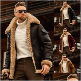 Vestes pour hommes Hiver Chaud Épais Manteau Hommes Casual Style Birtish Fausse Fourrure Revers Longue Veste Puffy Malethicken Parka Lot Mode Drop Deliv Dhcwu