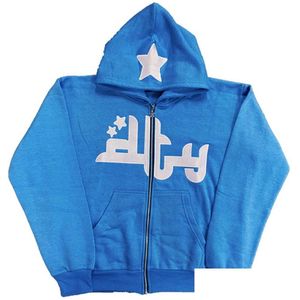 Herenjassen Y2K Hip Hop Capuchon 2023 Bronzing Print Jas Punk Harajuku Oversized Rits Paar Outfit Sweatshirt Drop Delivery Dhxnf