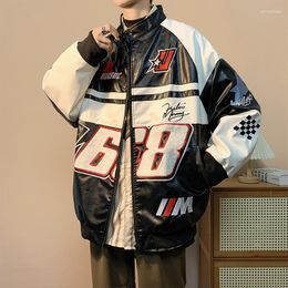 Vestes pour hommes y2k hommes coréens vintage de baseball streetwear pu harajuku oversize couner varsity costumes moto-shirt sweat-shirt 2024