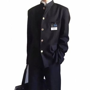 Hommes Japonais College Student Uniforme Blazer Masculino 2024 Nouveau style collégial élégant Slim Fit col montant veste de costume unisexe C3AP #