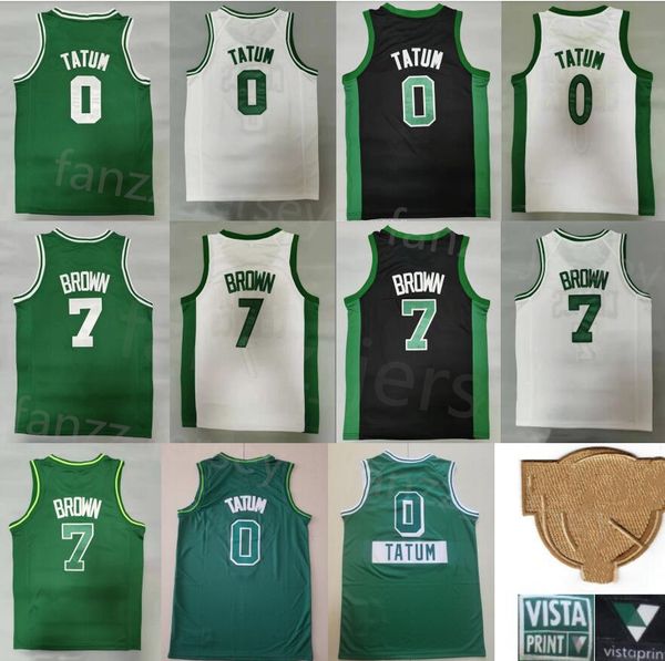 Hommes Jayson Tatum Jersey 0 Jaylen Brown Basketball Jerseys 7 Team Green Blanc Noir City Earned Wear Shirt Top Quality Sponsor Vistaprint Finals Patch Stitch Good