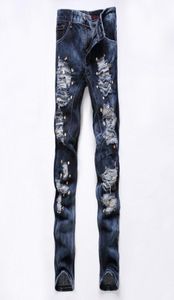 Jeans masculins 2016 Nouveau jean Elatic Ripped Elatic Fashion Designer Biker Jeans Men Casual Clothes Skinny Jeans Slim Fit7300864
