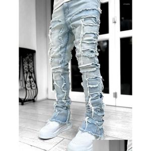Jeans masculins 2023 Cool Died Slipped Slip Stretch Stretch Denim Pantals Streetwear Style Fashion Vêtements Drop Livraison Vêtements Dhanw