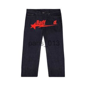 Mens Jeans 2023 Designer Mens Jeans Université Y2k Badfriend Hip Hop Lettre Imprimé Pantalon Noir Hommes Femmes Mode Casual Rock Large Pied Baggy Pantalon Streetwear 2303