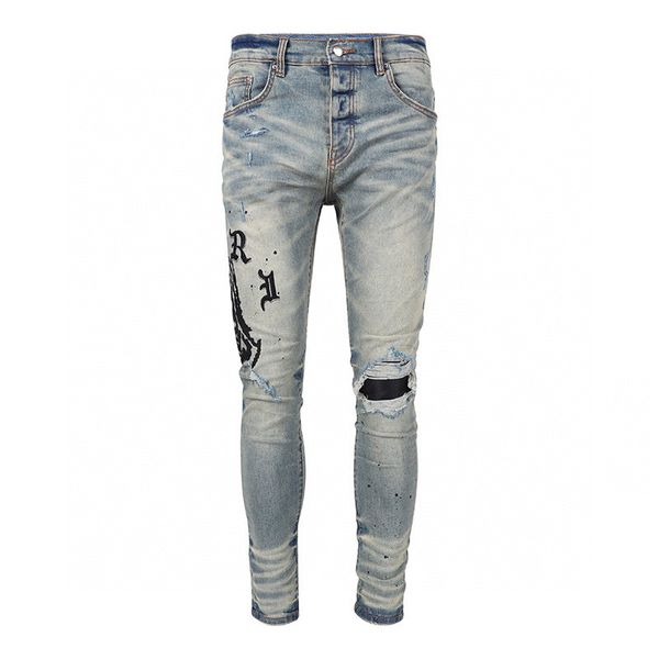 Jeans pour hommes 2023 Pantalons de créateurs Ripped High Designer jeans jeans pour hommes pantalons brodés mode trou pantalon top vente pantalons à glissière am ~ ri AM ~ bin ~ IRI bin6