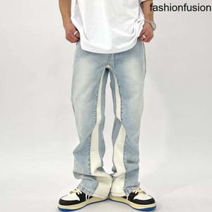Jeans masculins 2023 Fashion patchwork rétro rétrospéré des hommes bouchés pantalon flare hip hop femmes hétéro