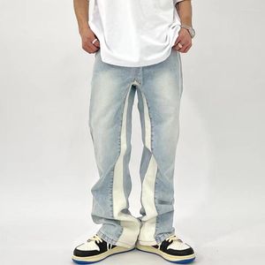 Heren Jeans 2023 Mode Patchwork Retro Gewassen Baggy Mannen Flare Broek Hip Hop Straight Vrouwen Vintage Denim Broek Pantalon Homme