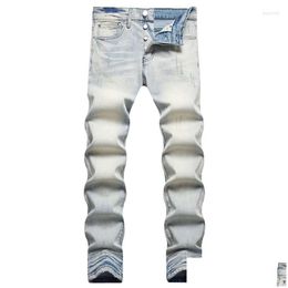 Jeans pour hommes 2023 Haute qualité Bleu clair Droite Slim Plus Taille 42 44 Pantalones Designer pour hommes Pantalons Denim Casual Drop Livraison App Dhgby