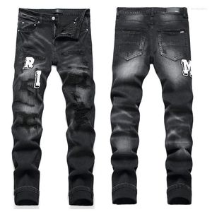 Jeans pour hommes 2024 3529 Vintage noir déchiré tendance Stretch Slim pantalon de mode