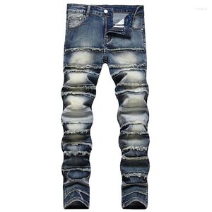 Jeans pour hommes 2024 pour hommes High Street Retro Ripped Men en détresse Hommes lavés Hip Hop Denim pantalon Pantalon décontracté de style tendance