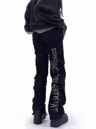 Heren Jeans Amerikaanse Stijl Vibe Broek High Street Fashion Brand Jiangsu Zhejiang Shanghai Wear Yabi Windscherm Gat Slim Fit 230518