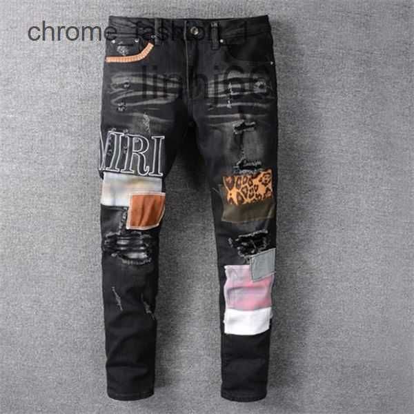 Jeans masculins Amirs High Street Washed Jeans Pantalon pour femmes broderie pour hommes et femmes surdimensionnées Tiron de patch déchiré 3040 Streetwear toute l'année 3 Zgzuy