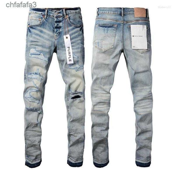 Brand de jeans pour hommes Purple Man noir High Street Paint Graffiti Mathe