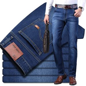 Jeans pour hommes Jeans pour hommes d'affaires décontracté droit Stretch mode classique bleu noir travail Denim pantalon homme pantalon haute qualité vêtements 231208