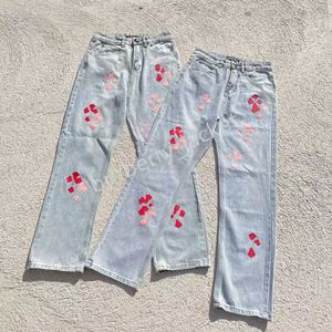Herenjeans Chromees Designer Make Old Washed Hearts Jeans Chroom Rechte Broek Hart Kruisborduurwerk Letterprints Casual voor Dames Heren Graffiti Broek A1