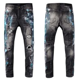 Hommes Jeans Classique Hip Hop Pantalon Styliste Jeans Distressed Ripped Biker Jean Slim Fit Moto Denim Jeans LCJV