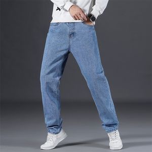 Mens jeans klassieke stijl jonge mode stretch denim zwart blauw slanke rechte midwaist 220928