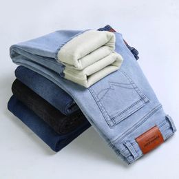 Hommes Jeans vêtements décontracté hiver polaire pantalon épais chaud mode coupe droite mâle Denim pantalon 231023