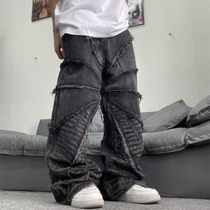 Heren Jeans Cyber Y2K Streetwear Zwart Baggy Gestapelde Broek Mannen Kleding Rechte Losse Punk Oude Denim Broek Vetements Homme 230825