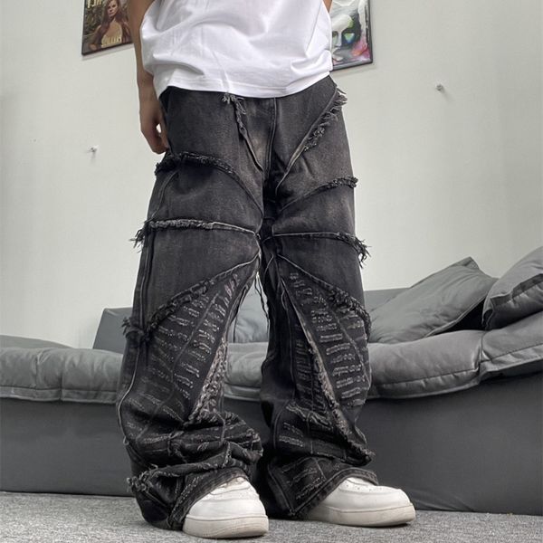 Jeans pour hommes Cyber Y2K Streetwear Noir Baggy Pantalon Empilé Hommes Vêtements Droit Lâche Punk Vieux Denim Pantalon Vetements Homme 230825