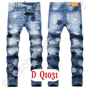 Jeans pour hommes D2 Luxe Italie Designer Denim Jeans Hommes Pantalons de broderie DQ21031 Mode Wear-Holes splash-ink stamp Pantalon Moto Vêtements d'équitation US28-42 / EU44-58