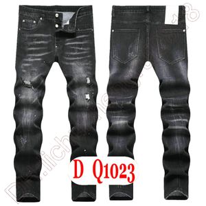 Heren Jeans D2 Luxe Italië Designer Denim Jeans Heren Borduurbroeken DQ21023 Mode Slijtgaten splash-inktstempel Broek Motorrijden Kleding US28-42/EU44-58