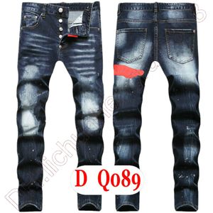 Jeans pour hommes D2 Luxe Italie Designer Denim Jeans Hommes Pantalons de broderie DQ2089 Mode Wear-Holes splash-ink stamp Pantalon Moto Vêtements d'équitation US28-42 / EU44-58