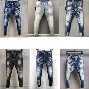 jeans pour hommes denim jeans déchirés pour hommes maigre cassé italie style trou vélo moto rock revival pants241n