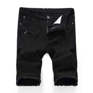 Heren jeans denim shorts mannen zomers stretch slank fit short designer katoen casual noodlijdende zwarte jean knie lengte8c2m