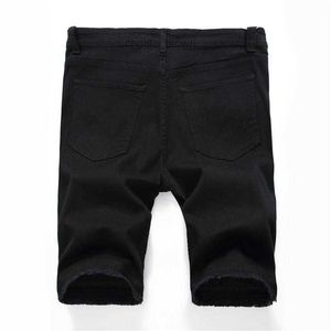 Heren jeans denim shorts mannen zomers stretch slank fit short ontwerper katoen casual noodlijdende zwarte jean knie lengte1rkc