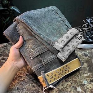 Mens jeans ontwerper 2021 lente / zomer riem jeans heren modemerk high-end geborduurde broekpoten bedrukte micro elastische broek harlan kleine voeten vcow