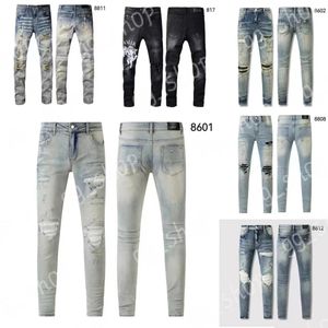 Designer de jeans pour hommes AM 8601 Patchwork de mode de haute qualité Leggings 28-40