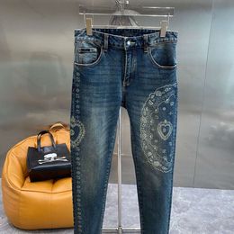 jeans pour hommes pantalons décontractés de créateur d jacquard pantalon droit mode jeans lavés hommes femmes pantalons de survêtement pantalon brodé en métal