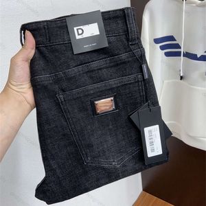 Jeans pour hommes Pantalons décontractés de créateur d Jacquard Droit Mode Lavé Noir Hommes Pantalons de survêtement Pantalons brodés en métal Leggings