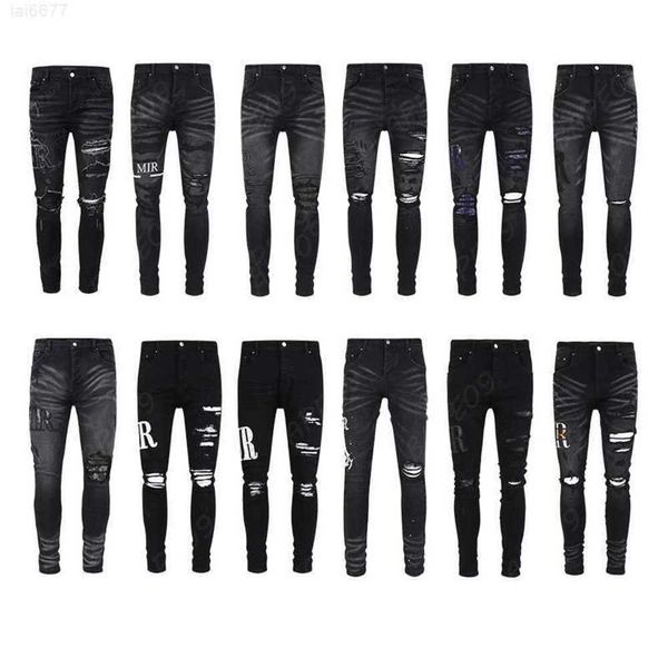 Pantalones vaqueros para hombre Diseñador desgastado Ripped Flaco Vaquero Pantalón Púrpura Rock Revival Pantalones Rectos Slim Elástico Denim Fit Moto Pantalones Trendy Streetwear39m6