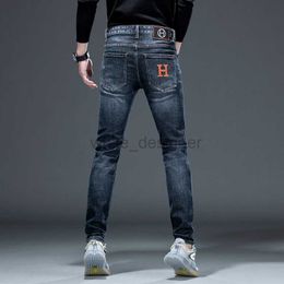 Jeans pour hommes designer jeans haut de gamme hommes coupe droite automne et hiver nouveau pantalon long décontracté blanc bleu style homme