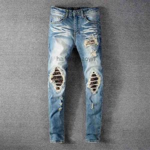 herenjeans designer High street fashion nieuwe gescheurde jeans mannen VINTAGE PATCH elastische slim legged broek 620 Hip Hop