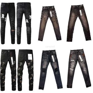 Jeans pour hommes jeans jeans de luxe marque de broderie motif de broderie skinny jean denim de trou de roche déchiré pantalon moderne en détresse moderne moderne slim bleu slim pantqbj7