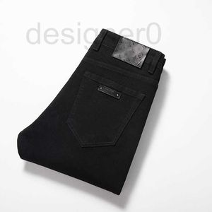 Jeans pour hommes Jeans de créateur hommes automne nouveau slim fit petit pied élastique pur noir pantalon à la mode EHS7