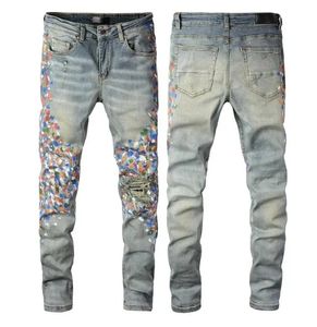 Jeans para hombre Jeans de diseñador Pantalón de diseñador para hombre para hombre Slim Fit Elástico Bordado Moda estilo jean Cat Whisker Whitening Men's Broken Hole Jeans