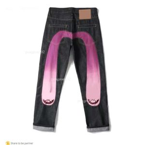Heren jeans ontwerper groot formaat losse rechte jeans geborduurd hoge taille rechte buis wijde pijpen broek lange rand straat maat 28-40 A03