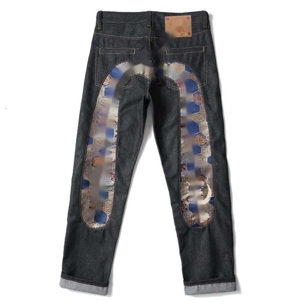 Diseñador de jeans para hombre Tamaño grande Evisue suelto Jeans bordados Bordado Tubo recto Retal Patada Evisue Pantalones de la calle Long Edge 244