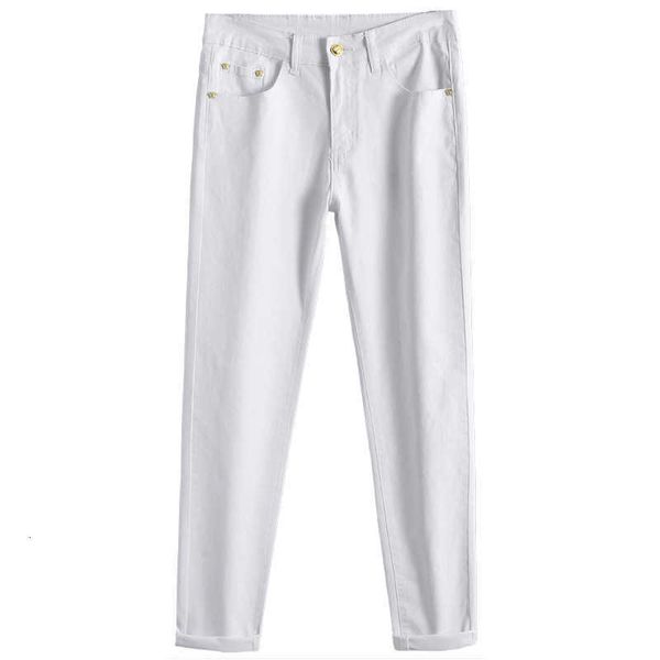 Jeans pour hommes Designer nouveau printemps été hommes jean pur noir blanc coton bicolore haute élastique petit pied slim fit coréen Medusa pantalon brodé