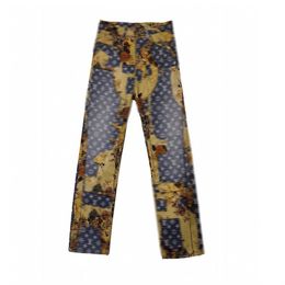 Pantalon de créateur de jeans pour hommes luxe léger et à la mode de printemps fleur américaine rétro lourd industrie lavée à l'ancienne épissage imprimé